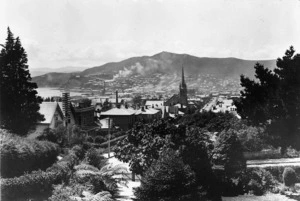 View looking down Ghuznee Street, Wellington, from the house called Fern Hill on The Terrace