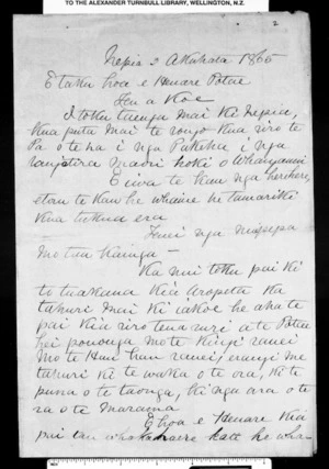 Letter from McLean to Henare Potae