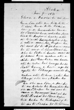 Letter from Te Hakiriwhi & Te Hura to Paora Tuhaere (with translation)