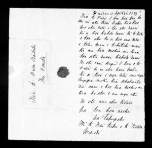 Letter from Tahupahi to Buller