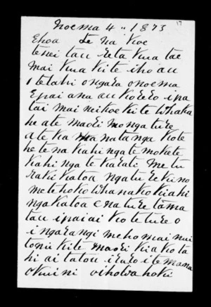 Letter from Te Matenga Tukareaho to McLean