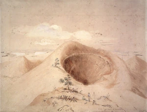 Heaphy, Charles 1820-1881 :The crater of Rangitoto Island, 960 ft. high. no. 1 [1850s?]
