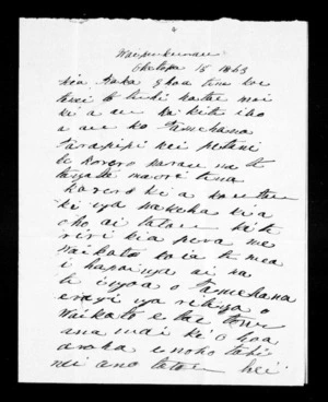 Letter from Hori Te Aroatua to Raka (Locke)
