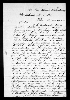 Letter from Te Paratene Pototi, Te Waka Puakanga to McLean