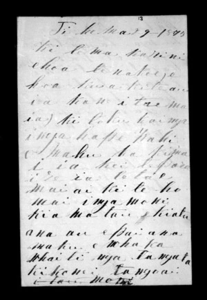 Letter from Arapeta Hakiwai to McLean