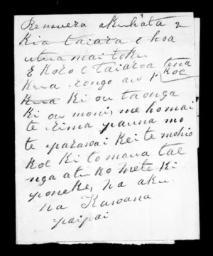 Letter from Kawana Paipai to Taiaroa