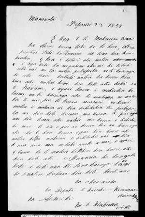 Letter from Ropata Te Waeriki & Te Wirihana to McLean