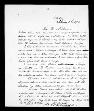 Letter from H K Taiaroa to McLean (with translation)