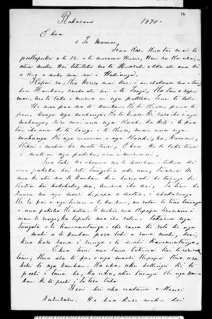 Letter from Hetareka Nera to Te Manene (Manning)