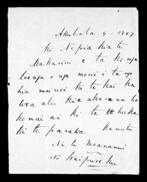 Letter from Te Moananui to McLean