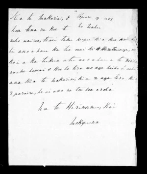 Letter from Hiriwanu Kaimokopuna to McLean