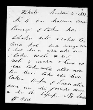Letter from Heni Te Ora to George Grey (with translation)