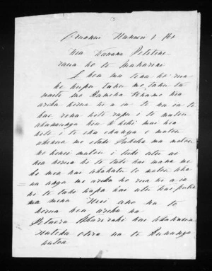 Letter from Petaera Wharerahi & Runanga to McLean & Featherston