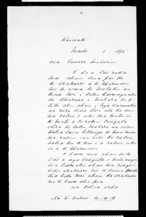 Letter from Wi Katene to McLean