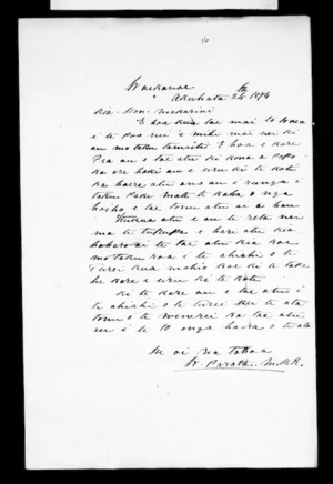 Letter from Wi Parata to McLean