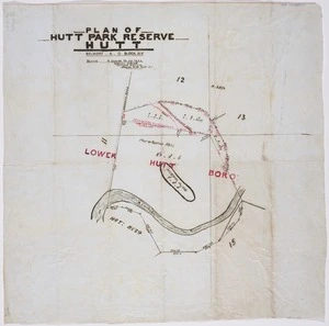 Buck, William Seldon, 1846-1919 :Plan of Hutt Park reserve, Hutt, Belmont S.D., Block XIV [ms map]. William S. Buck, Licensed surveyor, Lower Hutt, Feb 1911
