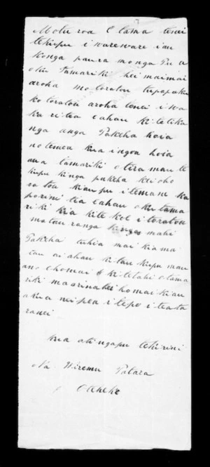 Undated letter from Wiremu Patara to McLean