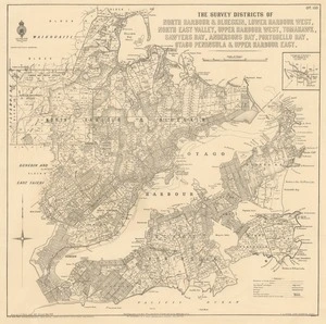 The survey districts of North Harbour & Blueskin, Lower Harbour West, North East Valley, Upper Harbour West, Tomahawk, Sawyers Bay, Andersons Bay, Portobello Bay, Otago Peninsula & Upper Harbour East [electronic resource] / drawn by G.P. Wilson, April 1896.