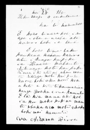 Letter from Arama Toiroa to McLean