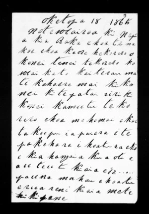 Letter written from Hamana Tiakiwai to Locke