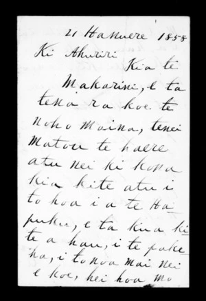 Letter from Raniera Te Ihu o Te Rangi to McLean