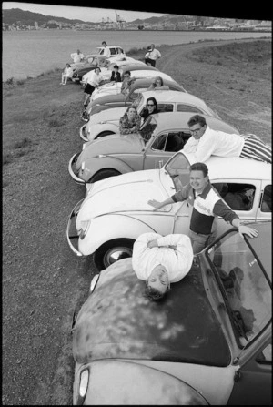 Volkswagen Beetle cars and their owners at Kaiwharawhara - Photograph taken by John Nicholson