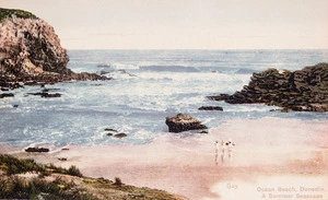 [Postcard]. Ocean Beach, Dunedin, a summer seascape / [photographer] Guy. [ca 1910].