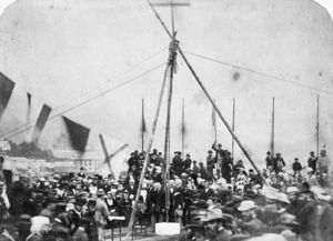 Ceremony to mark a stage in the construction of the Provincial Council buildings, Wellington