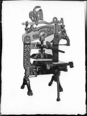 Creator unknown: Photograph of the Columbian printing press formerly owned by William Colenso, taken by Trevor Ulyatt