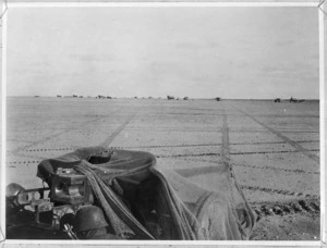German anti-aircraft gun, and aerodrome, Western Desert, North Africa, during World War