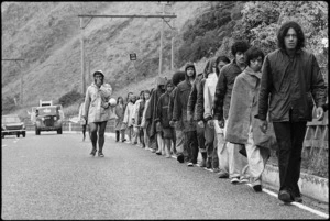 Members of the Land March leaving Paekakariki for Porirua