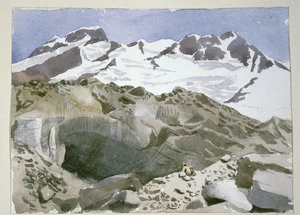 [Lister Family] :Ice cave in the end of the Muller Glacier. Mr Sefton above. Feb. 1889