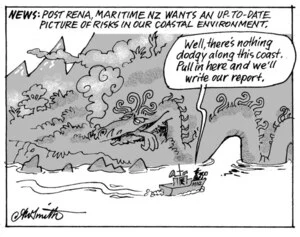 Smith, Ashley W, 1948- :News; Post Rena, Maritime NZ wants an up-to-date picture of risks in our coastal environment. 2 July 2014