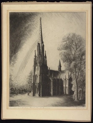 McLintock, Alexander Hare, 1903-1968 :Sunshine and shadows, First Church, Dunedin. [ca 1930]