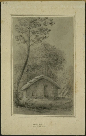 Swainson, William, 1789-1855 :Mauri hutt near Petone N.Zd. [ca 1845]