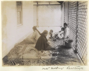 Women making mats, Rarotonga