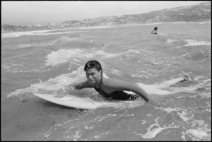 Jerry Nepia and Rajee Patel surfing at Titahi Bay - Photograph taken by Ross Giblin