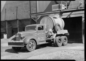 Chevrolet concrete truck being loaded at cement plant