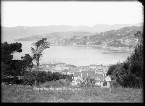 Wellington harbour from the vicinity of Gladstone Terrace, Kelburn