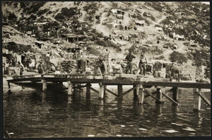 Soldiers working on a pier, Anzac Cove, Gallipoli Peninsula, Turkey, during World War I