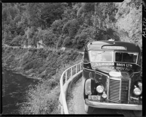 Newman Bros Ltd bus at Hawks Crag, West Coast - Photograph taken by Edward Percival Christensen