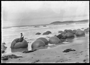 Moeraki boulders, circa 1925.