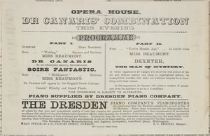 Opera House :Dr Canaris' Combination this evening. Programme. New Zealand Times print [1891?]