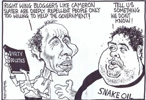 Scott, Thomas, 1947- :"Right wing bloggers like Cameron Slater are deeply repellent people only too willing to help the government!" 15 August 2014