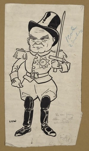Low, David Alexander Cecil, Sir 1891-1963 :The Hon. Jimmy Allen goes after antimilitarists [191-?]