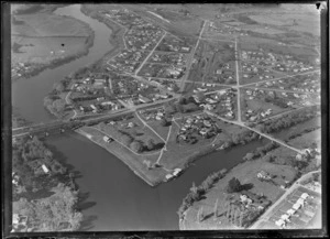 Ngaruawahia, Waikato District, including Waikato River, housing and roads