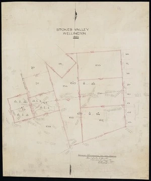 Wyles & Buck :Stokes Valley, Wellington, 1885 [ms map]. [Signed] Wyles & Buck, licensed surveyors, Wellington.
