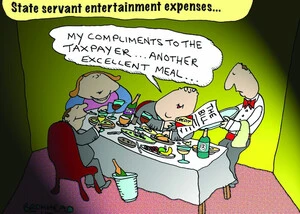 State servant entertainment expenses... "My compliments to the taxpayer... another excellent meal..." 8 August 2010