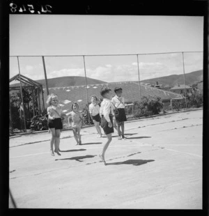 Primary school children in Plimmerton, during a physical education class