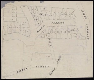 [Creator unknown] :[Subdivision on Milne Terrace and Knoll Street, Island Bay, Wellington] [map with ms annotations]. [ca.1910]